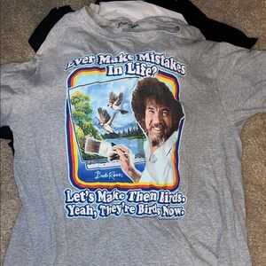 Bob Ross Gray Graphic Tee - Short Sleeve